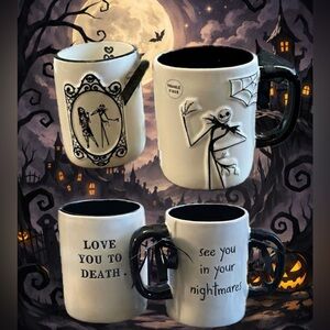 Rae Dunn Jack Skellington and Sally Mug Set
